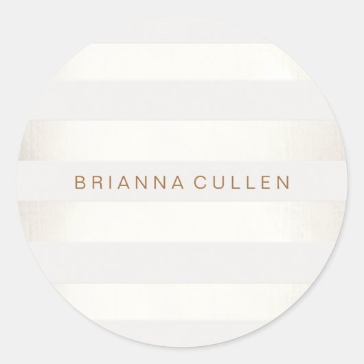 シンプルフェイクスタイリッシュ銀と白ストライプ2 ラウンドシール (正面)