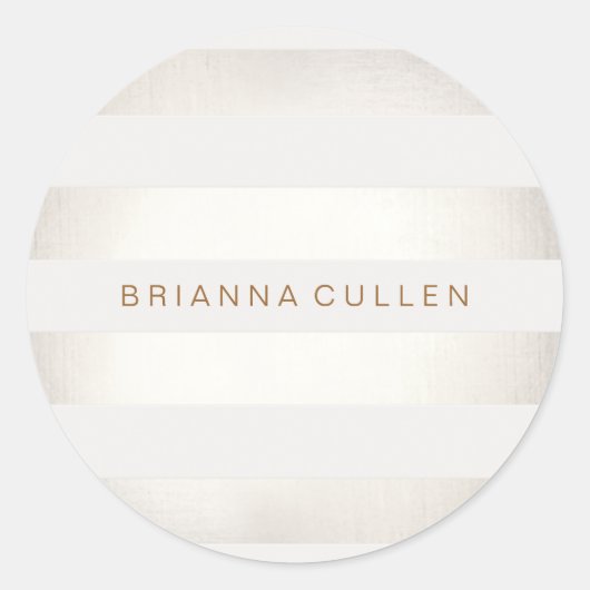 シンプルフェイクスタイリッシュ銀と白ストライプ2 ラウンドシール (正面)