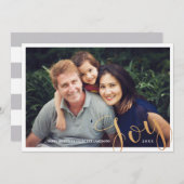 シンプルフェイクモダン金ホイルJoy Christmas写真 シーズンカード (正面/裏面)