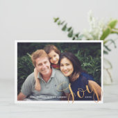 シンプルフェイクモダン金ホイルJoy Christmas写真 シーズンカード (スタンド正面)