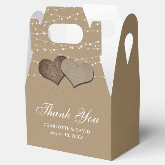 シンプルフェイク素朴Kraft紙結婚式の引き出物ボックス フェイバーボックス (オープン)