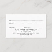 シンプルフェイク金ゴールドエレガントフローラ贈与証明書 割引カード (裏面)