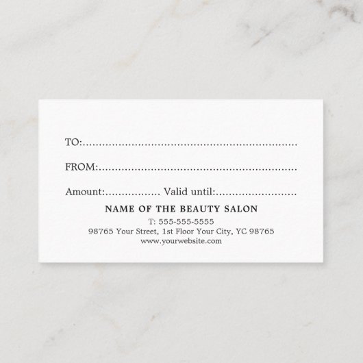 シンプルフェイク金ゴールドエレガントフローラ贈与証明書 割引カード (裏面)