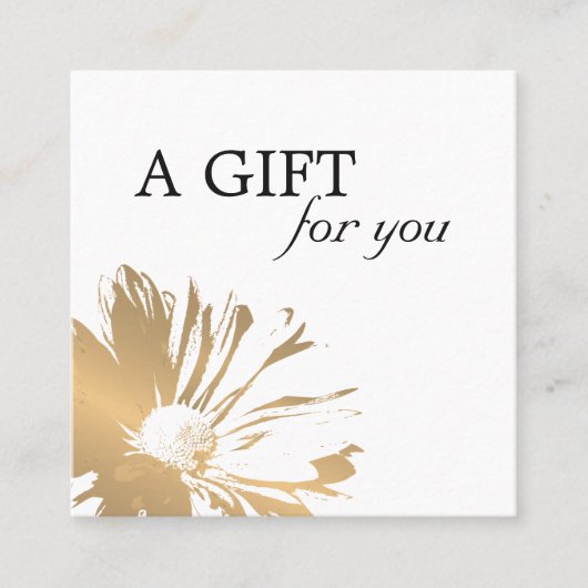 シンプルフェイク金ゴールドエレガントフローラ贈与証明書 割引カード (正面)