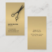 シンプルフェイク金ゴールドエレガント黒シザーヘアスタイル 名刺 (正面/裏面)