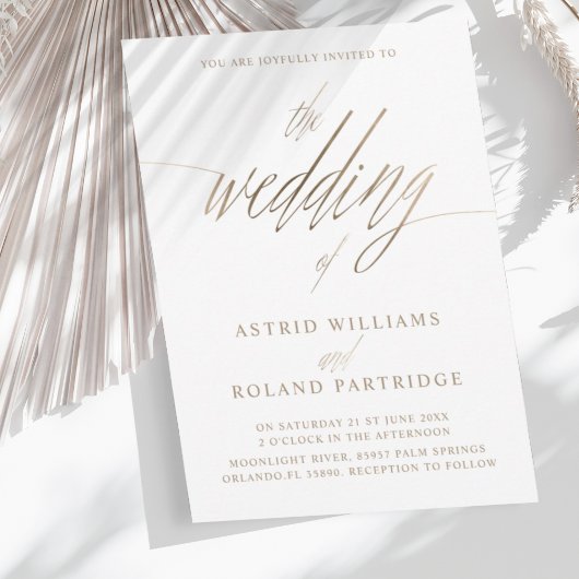 シンプルフェイク金ゴールド書結婚の概要 招待状