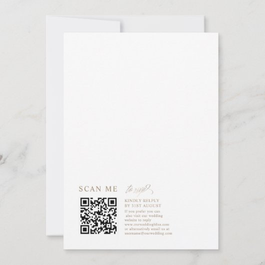 シンプルフェイク金ゴールド書結婚の概要 招待状 (裏面)