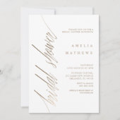 シンプルフェイク金ゴールド書道ブライダルシャワー 招待状 (正面)