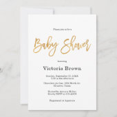 シンプルフェイク金ゴールド男女兼用シャワー 招待状 (正面)