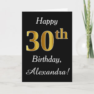 シンプルフェイク金ゴールド30歳の誕生日+名前をカスタムするカード カード