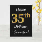 シンプルフェイク金ゴールド35番目の誕生日と名前をカスタムするカード カード (黄色い花)