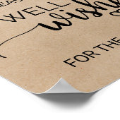 シンプルフェイクKraft書道井戸の願いサイン ポスター (角)