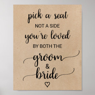 シンプルフェイクKraft書道座席標識を選ぶ ポスター