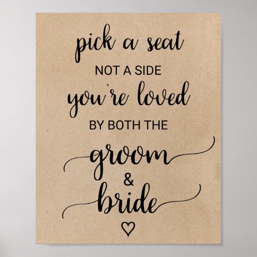 シンプルフェイクKraft書道座席標識を選ぶ ポスター (正面)