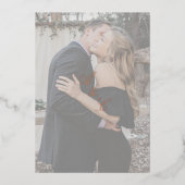 シンプルフェイクVellumエレガント Scriptフォトバラ金ゴールド 箔招待状 (正面)