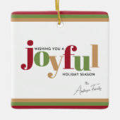 シンプルフェスティバルうれしそうなクリスマス セラミックオーナメント (正面)