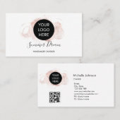 シンプルフェミニンモダンエレガントシックQRコード 名刺 (正面/裏面)