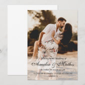 シンプルフエレガントォト結婚式招待状 招待状 (正面/裏面)