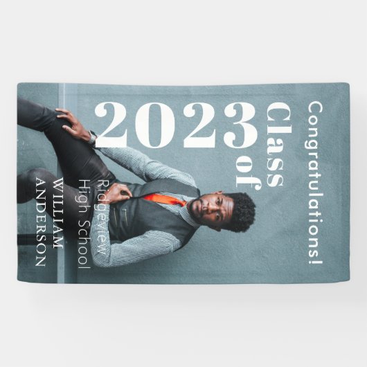 シンプルフォトはっきりしたレターズ卒業バナー 横断幕 (横)