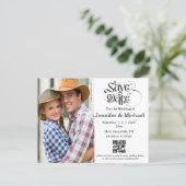 シンプルフォトウェディングの保存の日QRコード 案内ポストカード (スタンド正面)