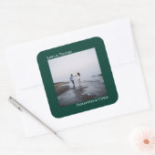 シンプルフォトエメラルドグリーン感謝していラヴ&結婚s スクエアシール (封筒)