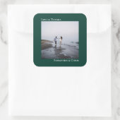 シンプルフォトエメラルドグリーン感謝していラヴ&結婚s スクエアシール (バッグ)