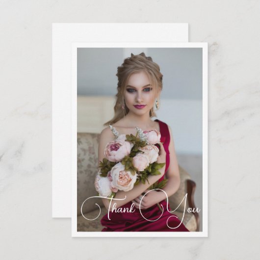 シンプルフォトエレガントバルミツワー誕生日 サンキューカード (正面/裏面)