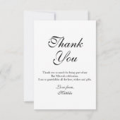 シンプルフォトエレガントバルミツワー誕生日 サンキューカード (裏面)