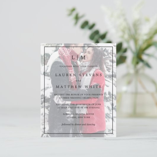 シンプルフォトエレガント予算結婚式招待状 (スタンド正面)