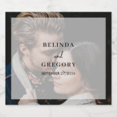 シンプルフォトオエレガントーバーレイスクリプト結婚式の引き出物 スパークリングワインラベル (シングルラベル)