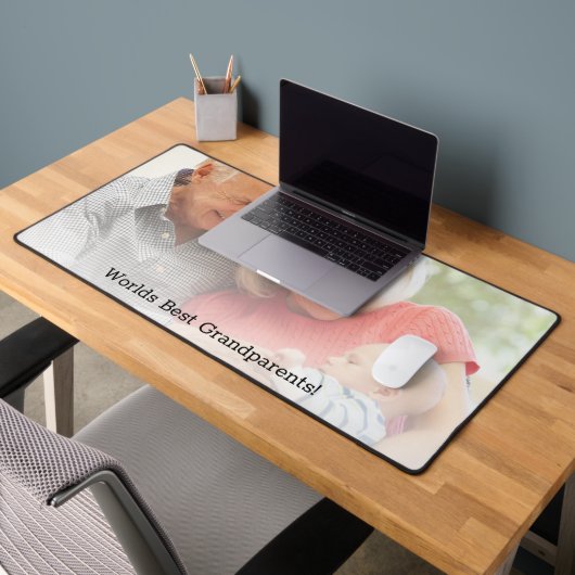 シンプルフォトオーバーレイ世界最高のの祖父母 デスクマット (オフィス2)