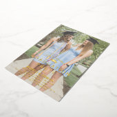 シンプルフォトオーバーレイ二重卒業金ゴールド 箔招待状 (回転した状態)