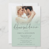 シンプルフォトオーバーレイ結婚のリハーサルディナーセージ 招待状 (正面)