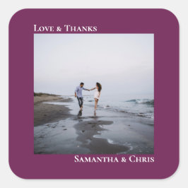 シンプルフォトカシス紫ラヴ感謝してい結婚ズ スクエアシール