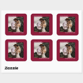 シンプルフォトクランベリーレッドラヴ感謝してい結婚ズ スクエアシール (シート)