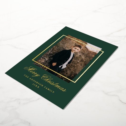 シンプルフォトグリーンと金ゴールド 箔シーズンカード (回転した状態)