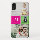 シンプルフォトコラージモノグラムファミリーマゼンタピンク Case-Mate iPhoneケース (裏面)