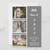 シンプルフォトコラージュのグラードネーム卒業発表 案内状 (正面)