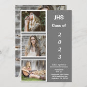 シンプルフォトコラージュのグラードネーム卒業発表 案内状 (正面/裏面)