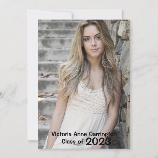 シンプルフォトコラージュのグラードネーム卒業 案内状 (正面)