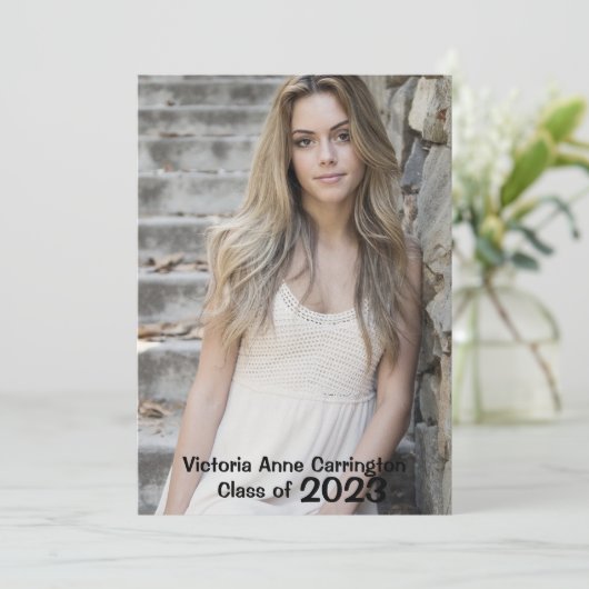 シンプルフォトコラージュのグラードネーム卒業 案内状 (スタンド正面)