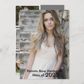 シンプルフォトコラージュのグラードネーム卒業 案内状 (正面/裏面)