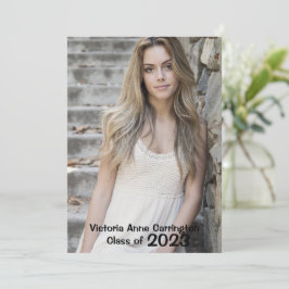 シンプルフォトコラージュのグラードネーム卒業 案内状