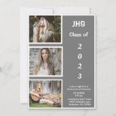 シンプルフォトコラージュのグラードネーム卒業 案内状 (正面)