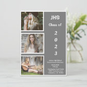 シンプルフォトコラージュのグラードネーム卒業 案内状 (スタンド正面)