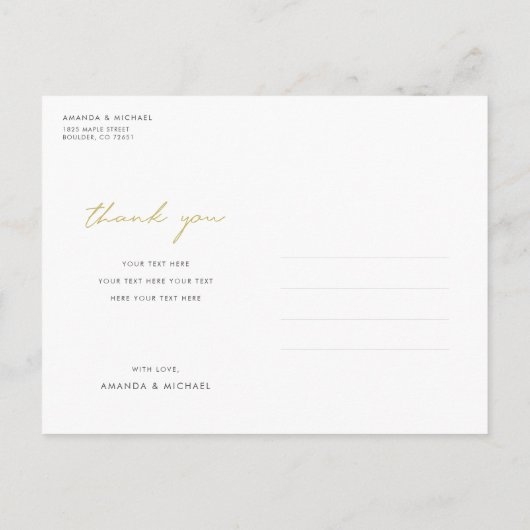 シンプルフォトコラージュの結婚ありがとうはがき 案内ポストカード (裏面)