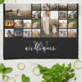 シンプルフォトコラージュカスタムカラーパーソナライズされた キッチンタオル (折り畳み)