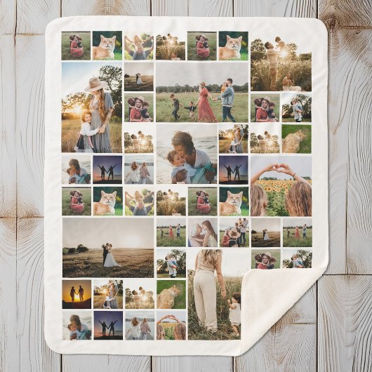 シンプルフォトコラージュカスタムカラーパーソナライズされた シェルパブランケット