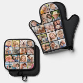 シンプルフォトコラージュミット14ポトホルダー16 鍋つかみ&鍋敷きセット (正面/裏面)