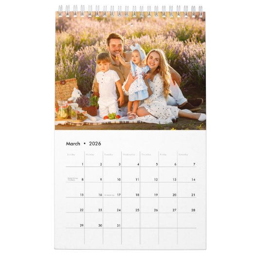 シンプルフォトコラージュ家族2022 カレンダー (3月 2026)